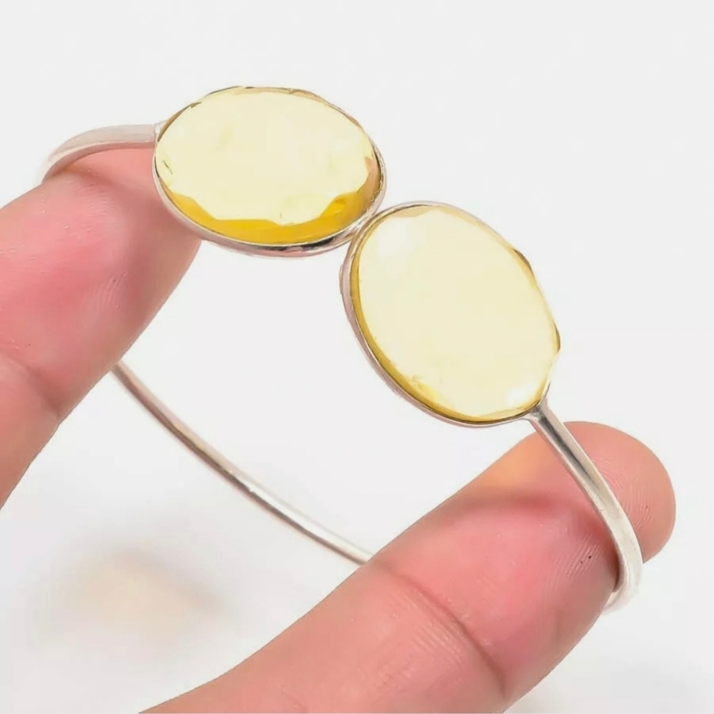 New Citrine 925 Silver Adjustable Cuff Bracelet.